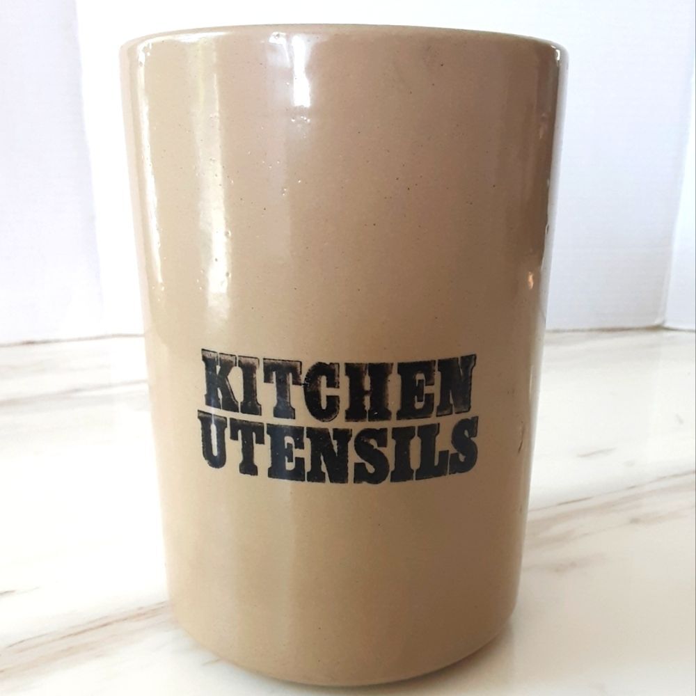 PEARSONS Of CHESTERFIELD Stoneware Crock Kitchen Utensils Holder - Vtg